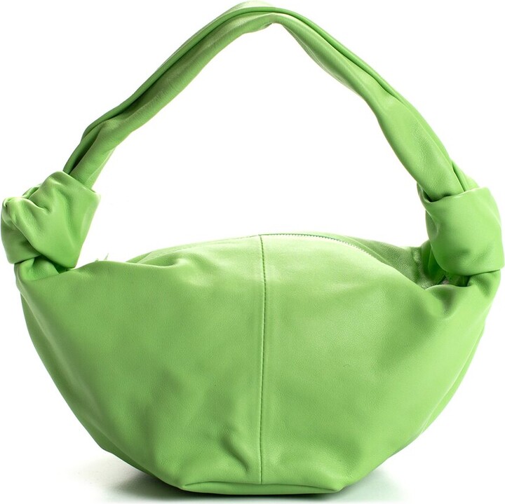 Bottega Veneta Green Leather Double Knot Shoulder Handbag (Authentic Pre-Loved)
