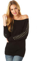 Thumbnail for your product : Alloy Karma Blue Studded Off Shoulder Sweater
