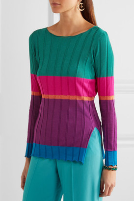 Etro Striped Ribbed Jersey Top - Purple