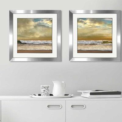 Highland Dunes 'Evening Wave' 2 Piece Framed Acrylic Painting Print Set
