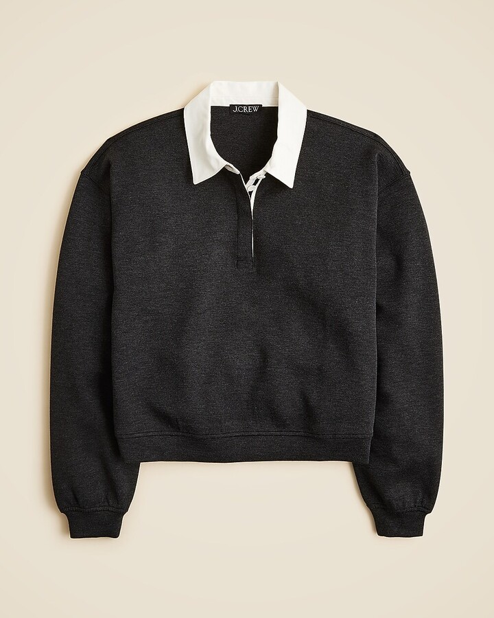 J.Crew Scuba-knit rugby sweatshirt with velvet trim