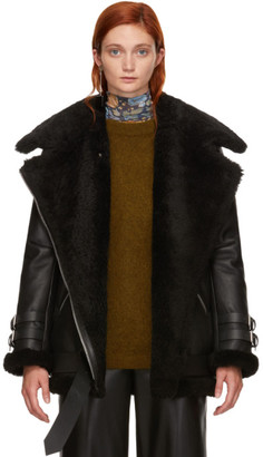 Acne Studios Black Leather and Shearling Velocite Jacket