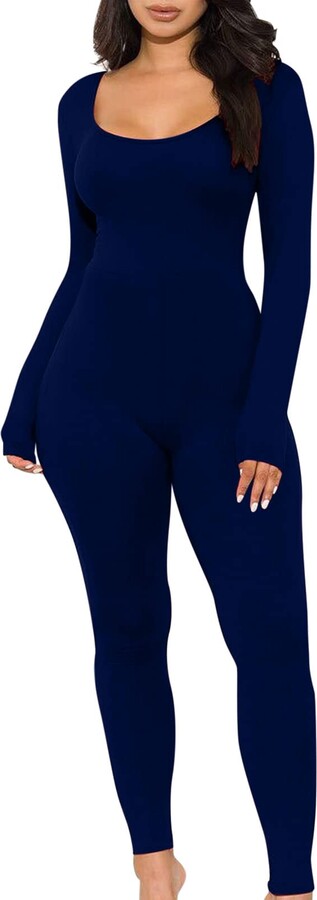 JWSVBF Long Sleeve Body Suits Womens Fall Stretchy Jean Rompers