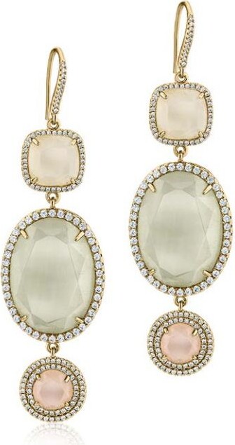 ZAXIE by Stefanie Taylor Deja Vu Rose Quartz Dr op Earrings