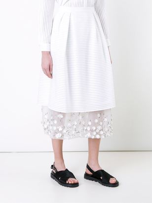 Mother of Pearl embellished layered skirt