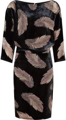 Reiss Kindra - Feather Print Burnout Dress in Multi