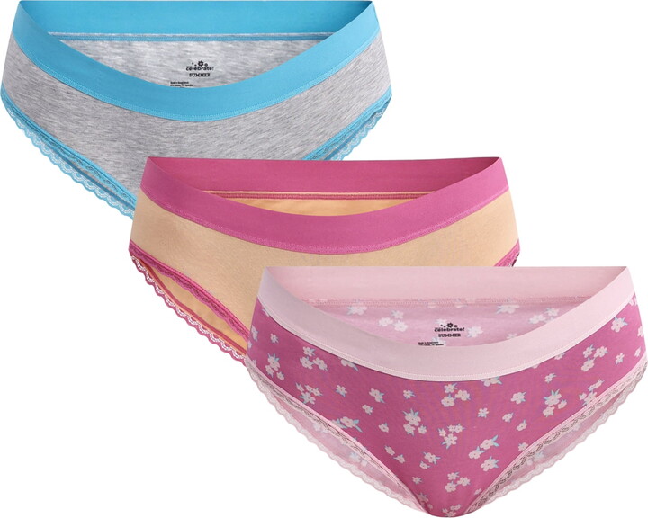 Way to Celebrate Women’s Hipster Panties with Lace Trim, 3-Pack, Sizes S-XXL
