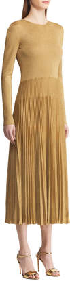 Ralph Lauren Collection Pleated Crewneck Dress
