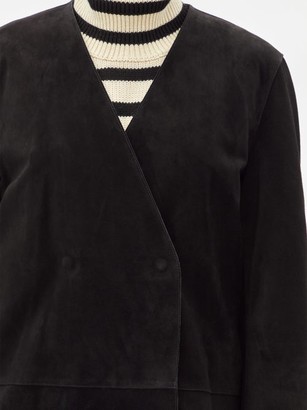 Totême Oversized Double-breasted Suede Jacket - Black
