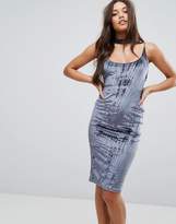 Thumbnail for your product : Missguided Crushed Velvet Midi Dress With Choker