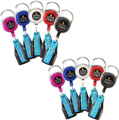 Premium Lighter Leash Retractable Lighter Holder - Assorted Colors - 10 Pack