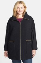 Thumbnail for your product : MICHAEL Michael Kors Zip Front Bouclé Wool Blend Coat (Plus Size)