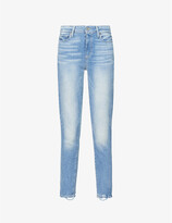 Thumbnail for your product : Paige Summer Ladies Blue Cotton Hoxton Frayed-Hem Ultra-Skinny High-Rise Jeans, Size: 23