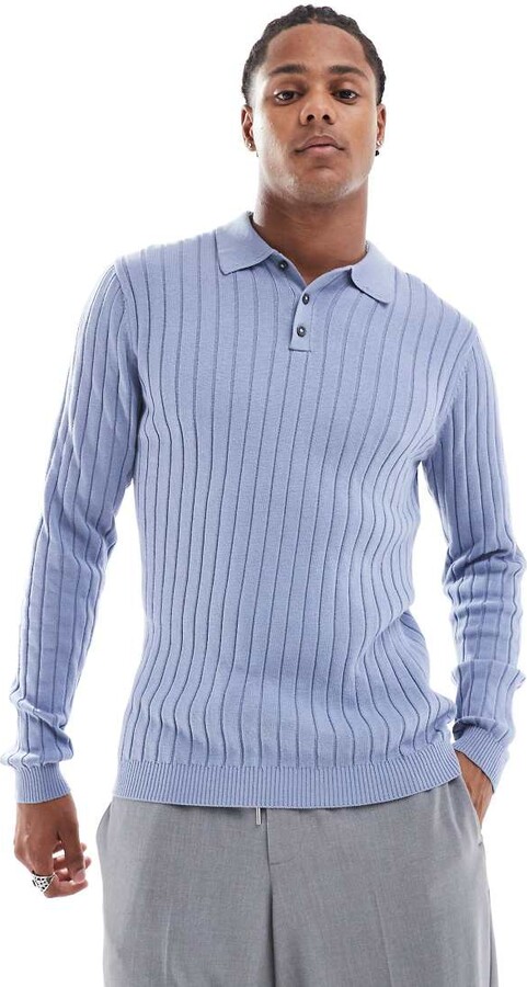 ASOS DESIGN essential muscle fit knitted rib polo neck jumper in