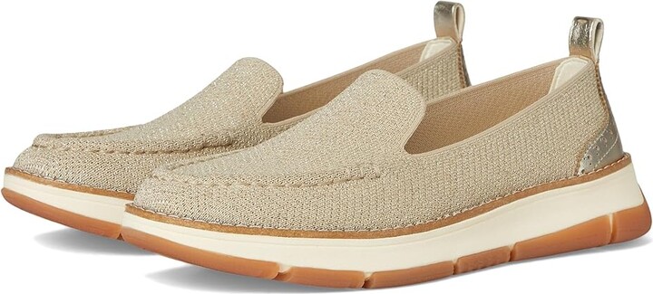 Cole Haan Zerogrand Revel Stitchlite Venetians Women's Shoes Rye Knit/Gold Metallic/Ivory : 7.5 C - Wide, Leather