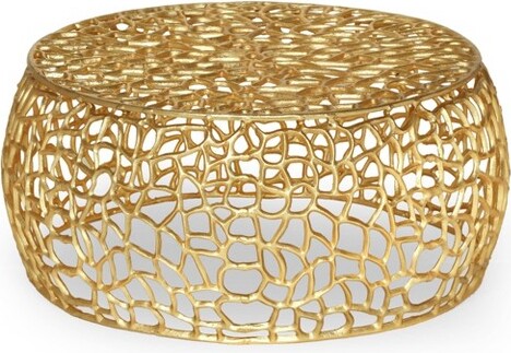 Christopher Knight Home ChristopherKnightHomeCortlandtModernHandcraftedAluminumMeshCoffeeTableGold:ChicPedestalBaseNoAssemblyRequired