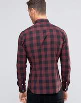 Thumbnail for your product : Buffalo David Bitton ASOS DESIGN skinny plaid shirt in burgundy