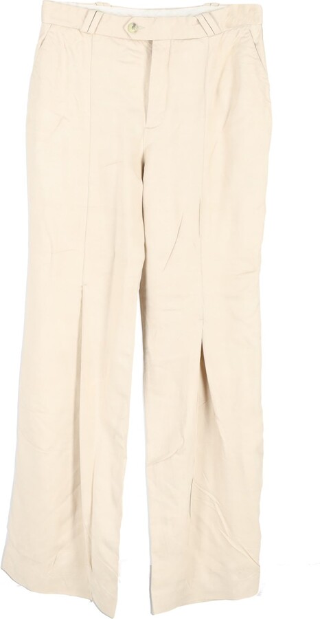 Acne Studios Pleated Wide-Leg Trousers in Nude Viscose