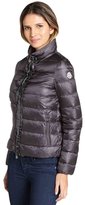 Thumbnail for your product : Moncler charcoal quilted nylon 'Oxalix' ruffle front down-filled coat