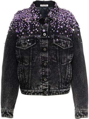 crystal embellished denim jacket