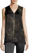 Thumbnail for your product : Lafayette 148 New York Julieta Sleeveless Paisley-Print Chain-Trimmed Silk Blouse, Multi