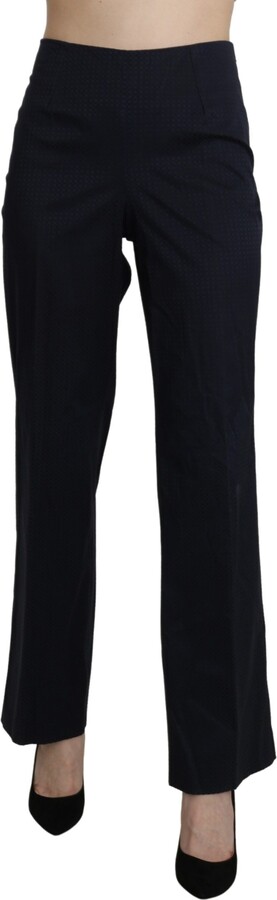 Bencivenga Navy Blue High Waist Straight Dress Trouser Women's Pants