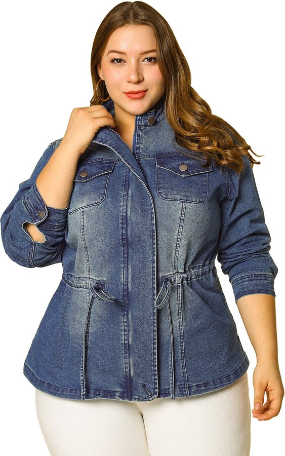 zip up denim jacket women's