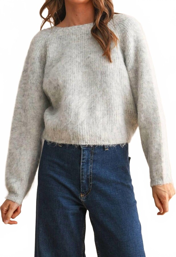 MIOU MUSE Twist & Turn Reversible Sweater In Heather Grey