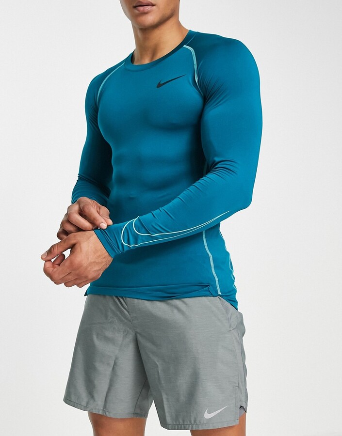 nike pro long sleeve blue