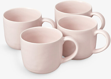 Fable Blush Pink Stackable Ceramic Stoneware Mugs Set Of Four