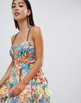Thumbnail for your product : ASOS DESIGN Petite tropical prom midi dress