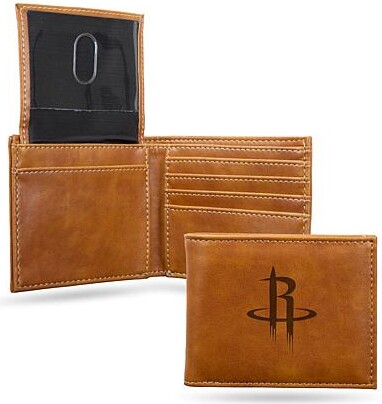 Rico NBA Laser-Engraved Brown Billfold Wallet - Rockets