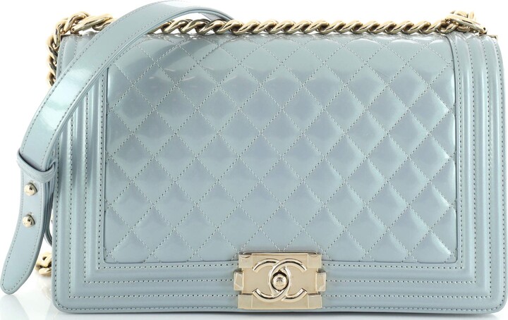 Chanel Boy Flap Bag Quilted Iridescent Patent New Medium - ShopStyle
