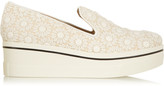 Thumbnail for your product : Stella McCartney Crocheted floral-lace and canvas slip-on sneakers