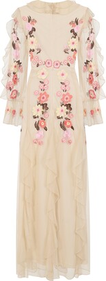 Frock and Frill Laekyn Floral Embroidered Maxi Dress with Ruffle Detail