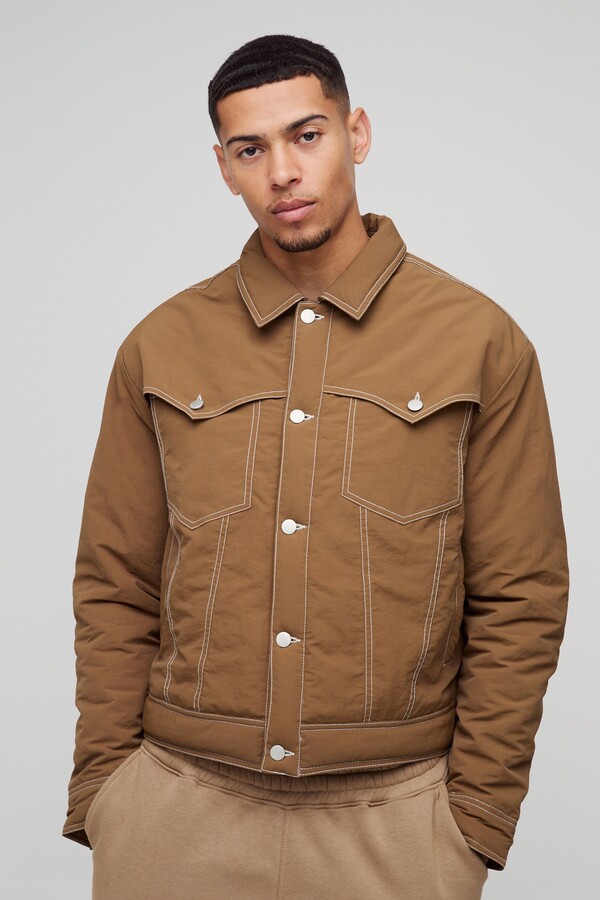 boohoo Mens Black Plus Boxy Pu Homme Varsity Bomber Jacket ShopStyle