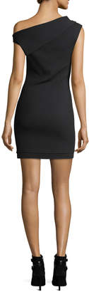 Helmut Lang Asymmetric Sleeveless Crepe Mini Dress