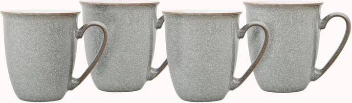 Denby Stoneware Elements Light Grey Set of 4 Coffee 11.15 oz. Beaker/Mugs