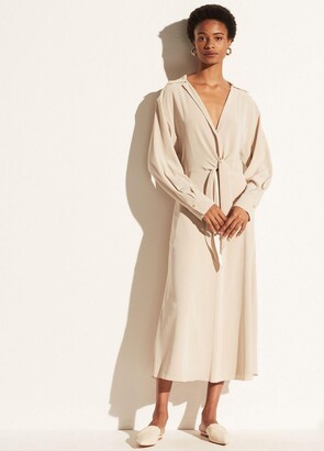 Vince Long Sleeve Shaped Collar Tie Front Dress