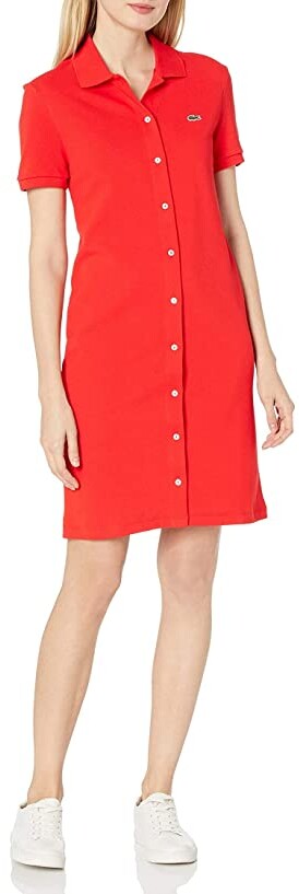 Lacoste Women's Short Sleeve Buttondown Pique Polo Dress - ShopStyle