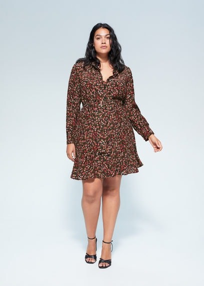 mango floral shirt dress