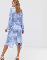 Thumbnail for your product : Glamorous wrap front dress with tie waist in diagonal stripe
