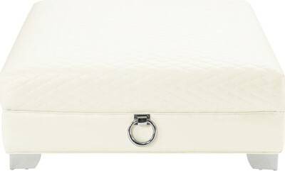 Hokku Designs Pearl , White Square Design With Faux Leather Upholstery, For A Graceful Living Space, 17 Inches Tall In Shape, Upholstered Leather, Gives Contemporar