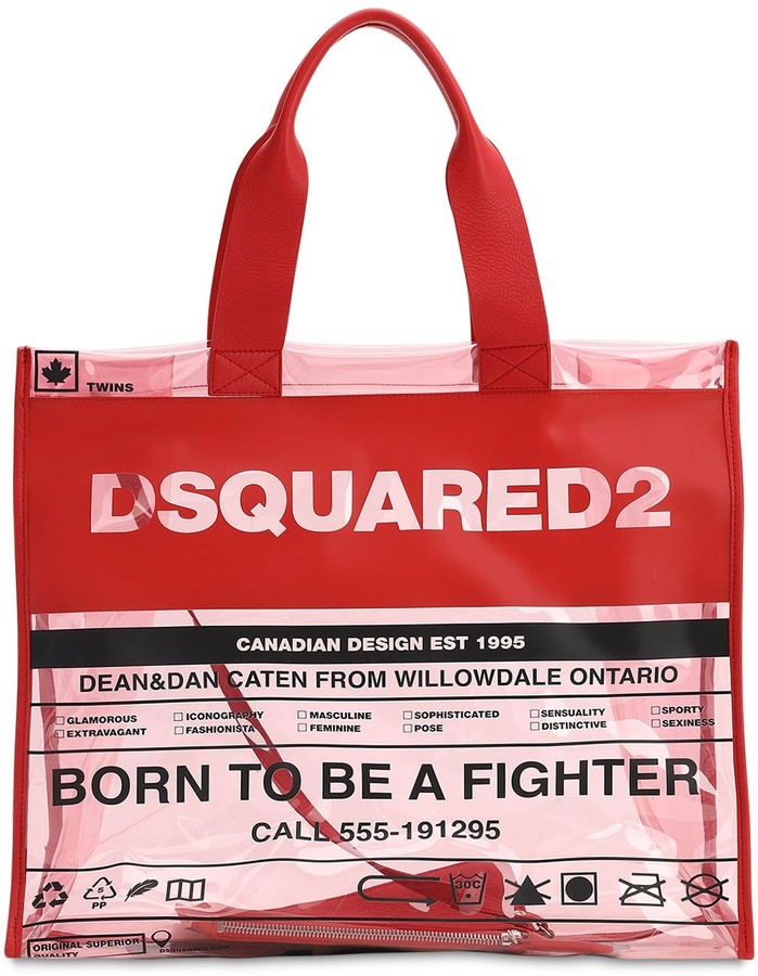 DSQUARED2 Printed Pvc & Leather Tote Bag - ShopStyle