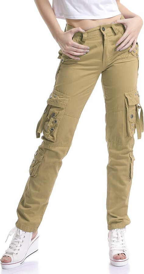 OCHENTA Women Workwear Uniform Combat Cargo 8 Pockets Security Trousers ...