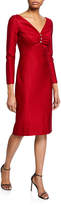 Thumbnail for your product : St. John Shimmer Float Knit V-Neck Dress w/ Shirring Detail