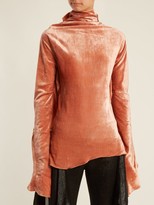 Thumbnail for your product : Paula Knorr - Relief Waterfall-ruffled Silk-blend Velvet Top - Beige