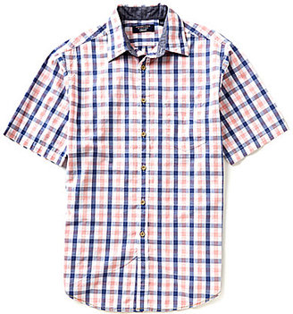 Roundtree & Yorke Casuals Short-Sleeve Check Point Collar Sportshirt