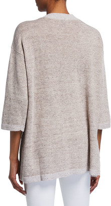 Eileen Fisher Melange Organic Linen 3/4-Sleeve Tunic Sweater