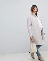 Thumbnail for your product : ASOS Maternity MATERNITY Oversized Coat with Funnel Neck-Cream